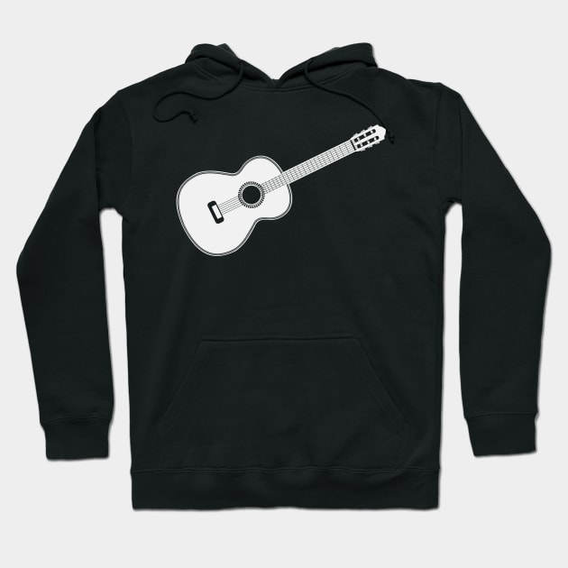 Minimalist Classical Guitar White Hoodie by urrin DESIGN